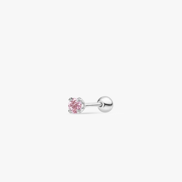 Kolczyk srebrny z różową cyrkonią