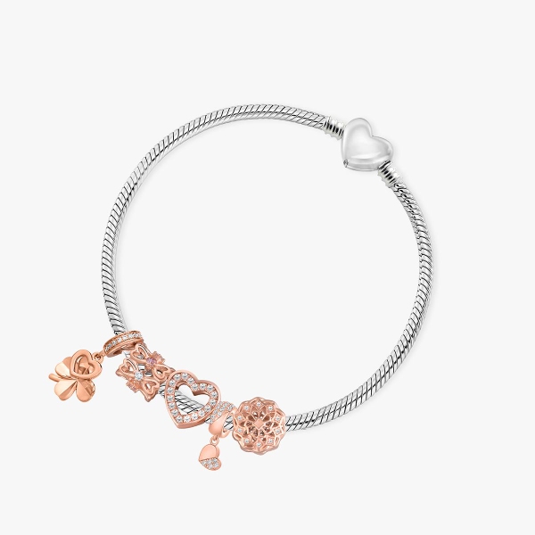 Zawieszka srebrna z motywem serca i koniczynki Lovely Beads