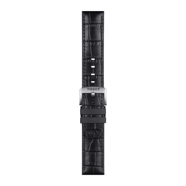 Tissot czarny pasek wykonany ze skóry z elementami z gumy 22 mm