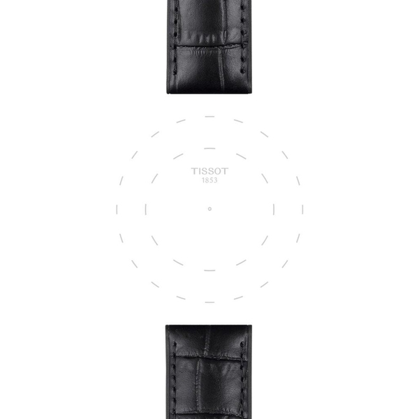 Czarny pasek Tissot wykonany ze skóry z elementami z gumy 22 mm