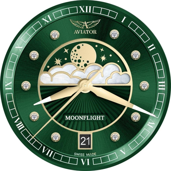 ZEGAREK AVIATOR DOUGLAS MOONFLIGHT DIAMOND POLISH EDITION