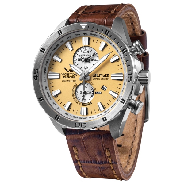 ZEGAREK VOSTOK EUROPE ALMAZ SPACE STATION WORLD TIMER