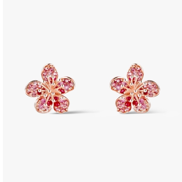 Kolczyki różowe złoto Kwiaty Nocy Sakura