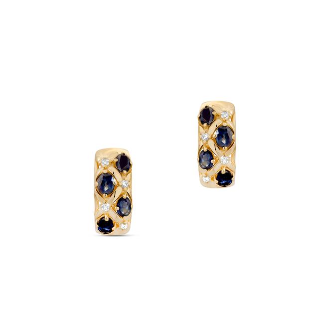 Kolczyki złote z szafirami i diamentami Trio