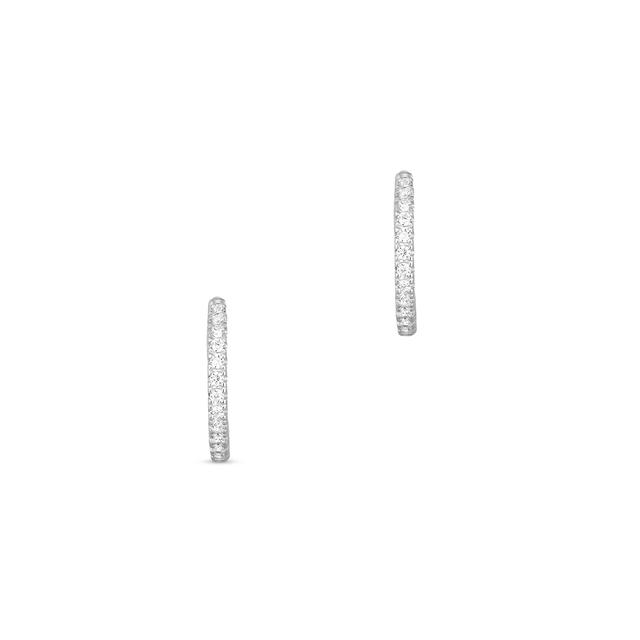 Kolczyki kółka białe złoto z cyrkoniami