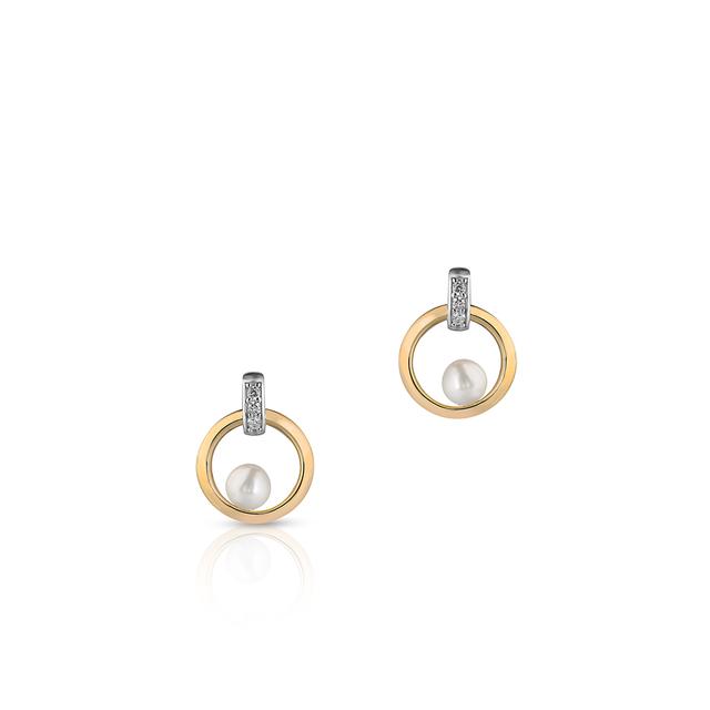 Kolczyki srebrne pozłacane z perłami i cyrkoniami