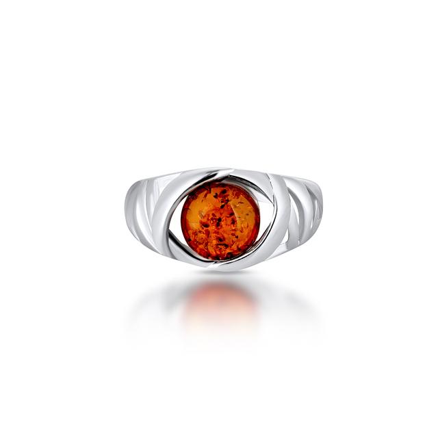 Pierścionek srebrny z bursztynem