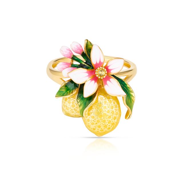 Pierścionek srebrny Kwiaty Nocy Cytrusy