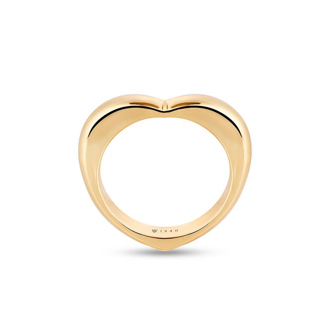 Pierścionek srebrny pozłacany w kształcie serca