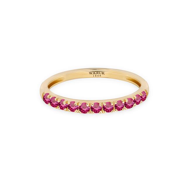 Pierścionek złoty z rubinami Trio