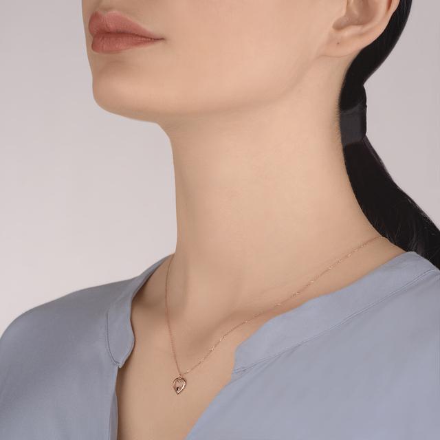 Naszyjnik różowe złoto serce z cyrkonią