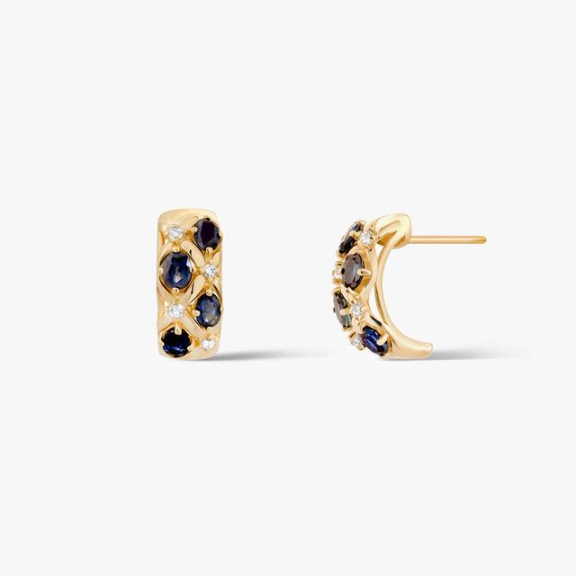 Kolczyki złote z szafirami i diamentami Trio