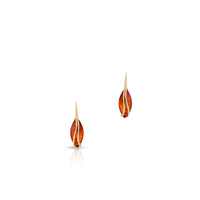 Kolczyki złote z bursztynem