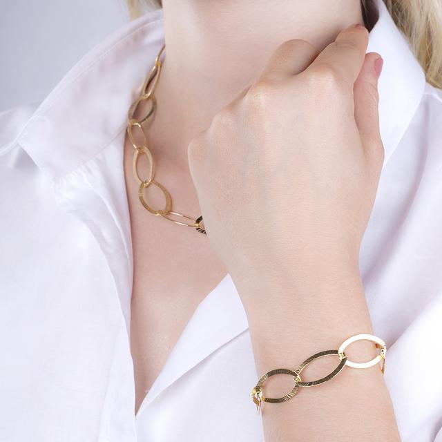 Bransoleta srebrna pozłacana elipsa