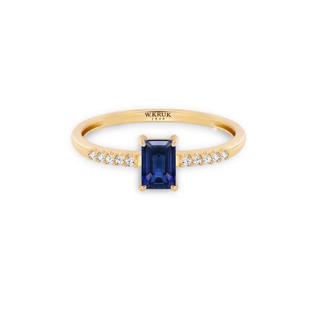 Pierścionek złoty z szafirem Trio