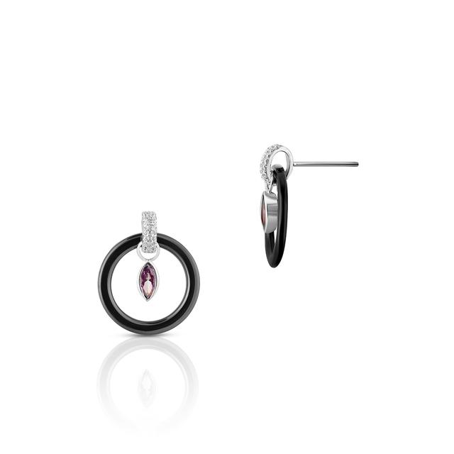 Kolczyki srebrne z czarną ceramiką