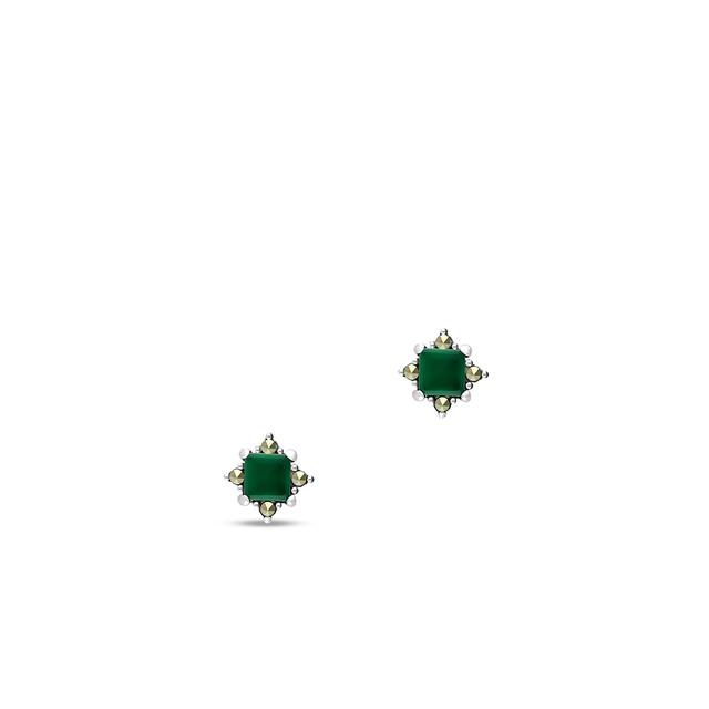 Kolczyki srebrne z agatami i markasytami