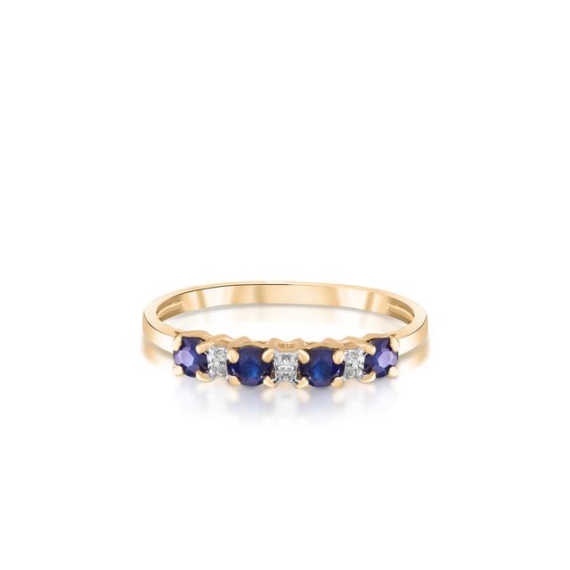 Pierścionek złoty z diamentami i szafirami