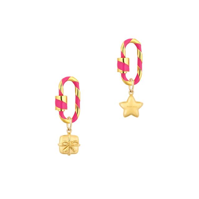 Kolczyki z emaliowanym karabińczykiem Wonderland