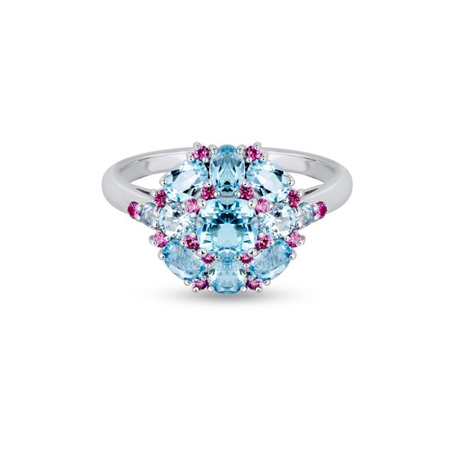 Pierścionek srebrny z topazami