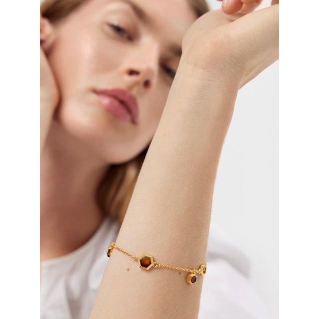 Bransoleta srebrna z bursztynem Miodowa