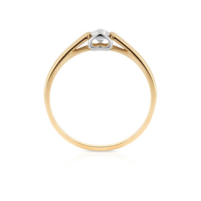 Pierścionek złoty bicolor z cyrkonią