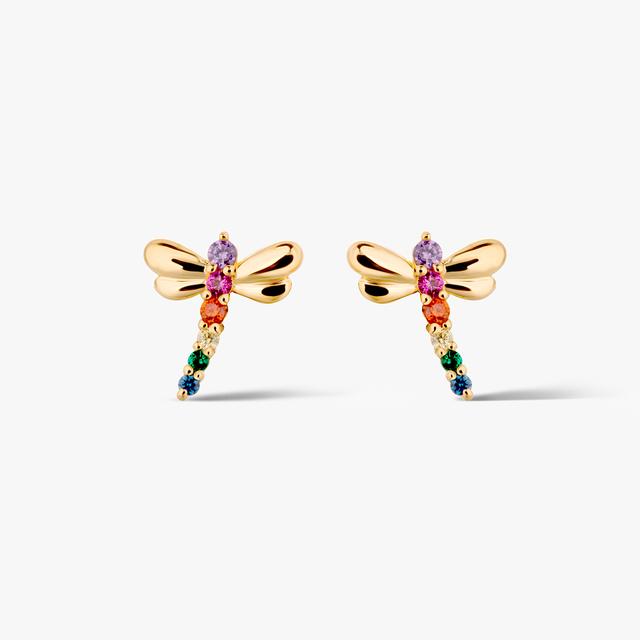 Kolczyki srebrne kolorowe ważki