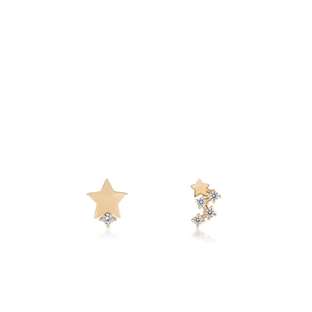 Kolczyki złote gwiazdki z cyrkoniami