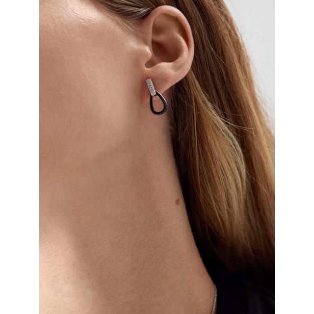 Kolczyki srebrne z czarną ceramiką