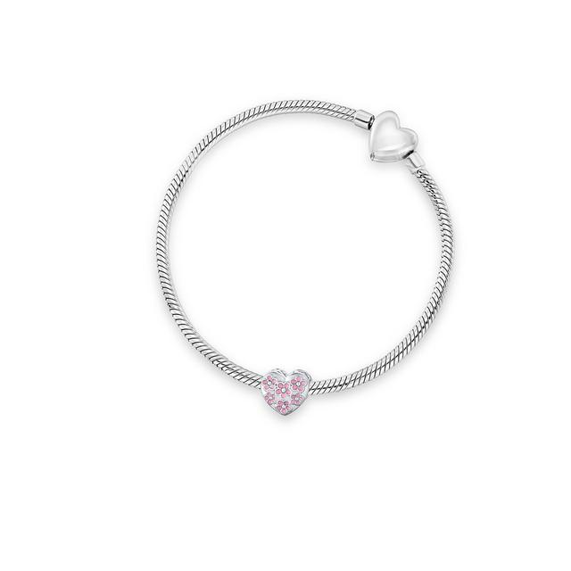 Zawieszka srebrna serce z różową emalią Lovely Beads