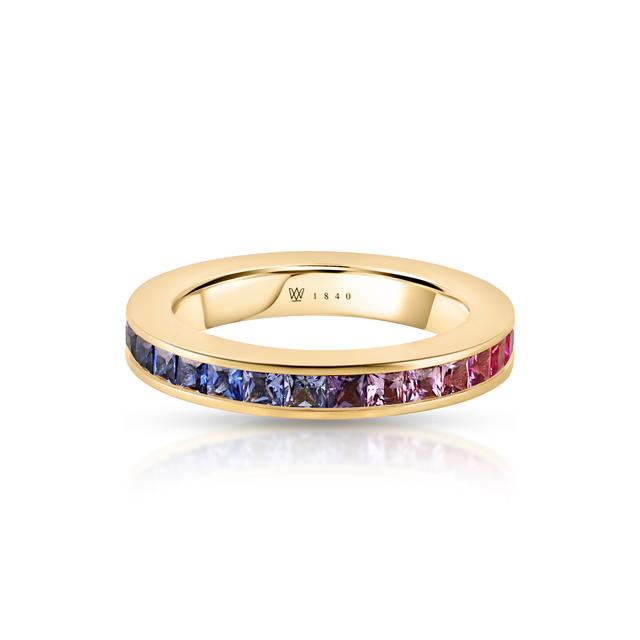 Pierścionek złoty z szafirami