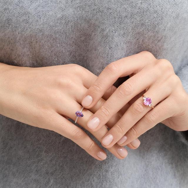 Pierścionek złoty z ametystem Maria Antonina