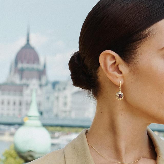 Kolczyki złote z rodolitem Royal Star