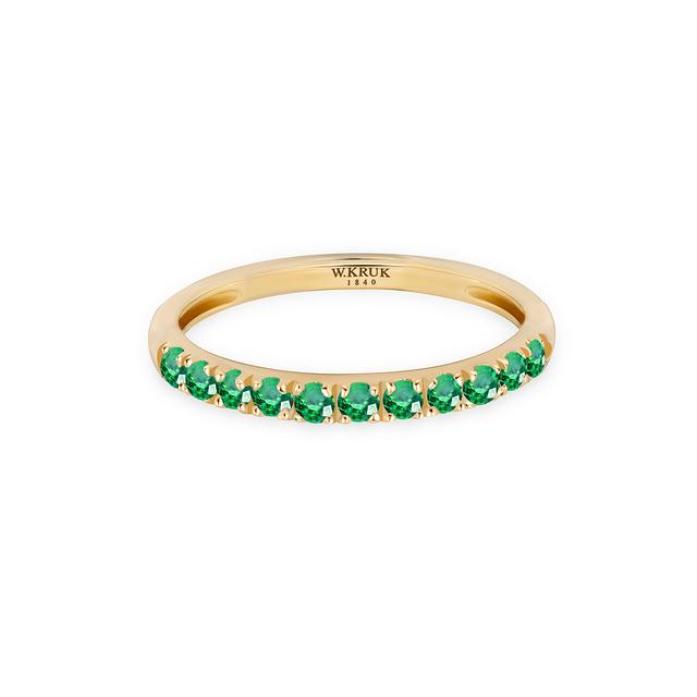 Pierścionek złoty ze szmaragdami Trio