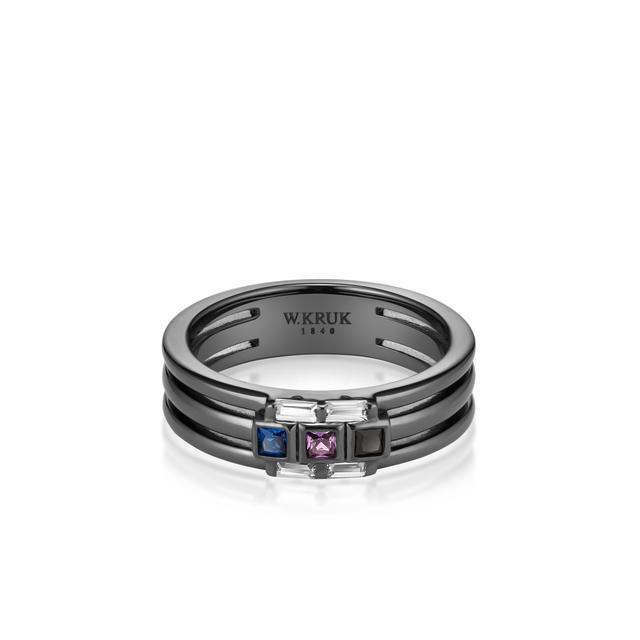 Pierścionek srebrny czarne rodowanie METEORY