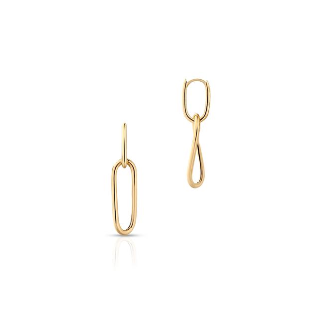 Kolczyki złote długie paper clip