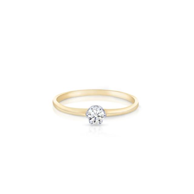 Pierścionek złoty bicolor z cyrkonią