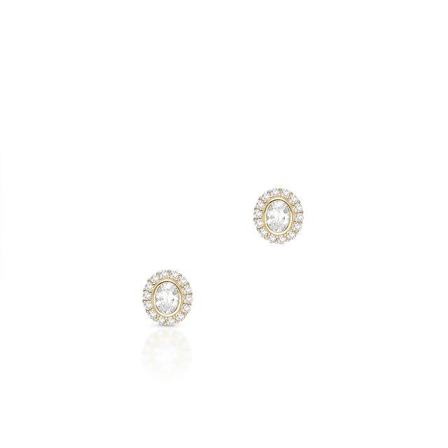 Kolczyki złote z owalną cyrkonią