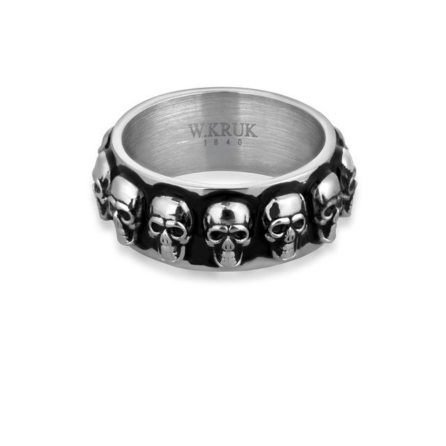 Obrączka stalowa z motywem czaszki