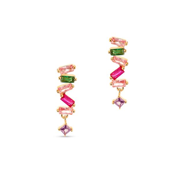 Kolczyki srebrne z kolorowymi cyrkoniami