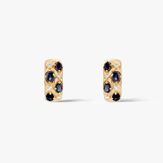 Kolczyki złote z szafirami i diamentami Trio