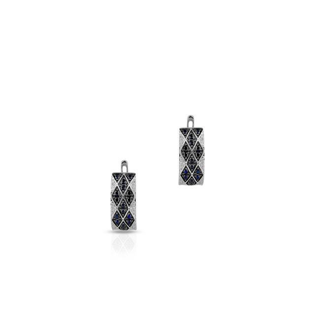 Kolczyki białe złoto z diamentami i szafirami