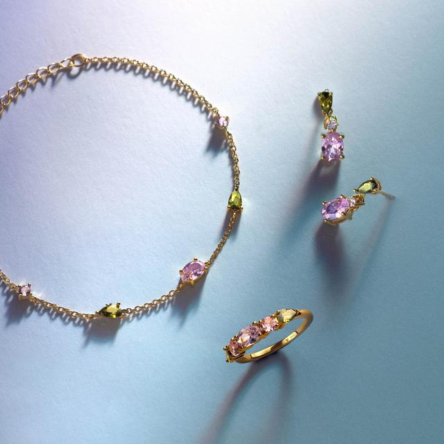 Pierścionek srebrny pozłacany z kolorowymi cyrkoniami