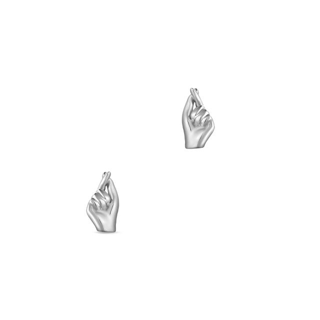 Kolczyki srebrne z motywem dłoni