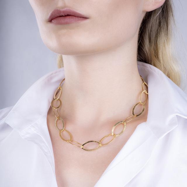 Naszyjnik srebrny pozłacany elipsa