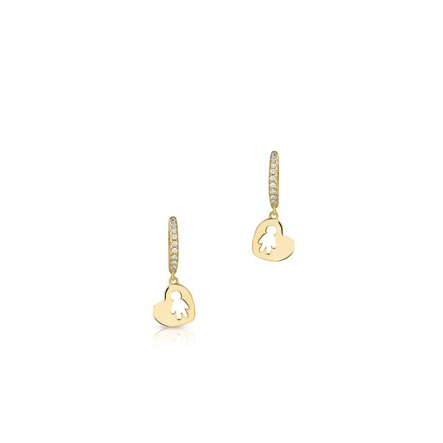 Kolczyki srebrne z serduszkiem i cyrkoniami