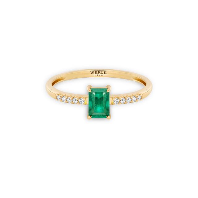 Pierścionek złoty ze szmaragdem Trio