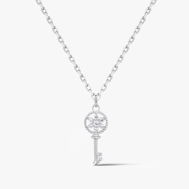 Wisiorek srebrny kluczyk z cyrkoniami