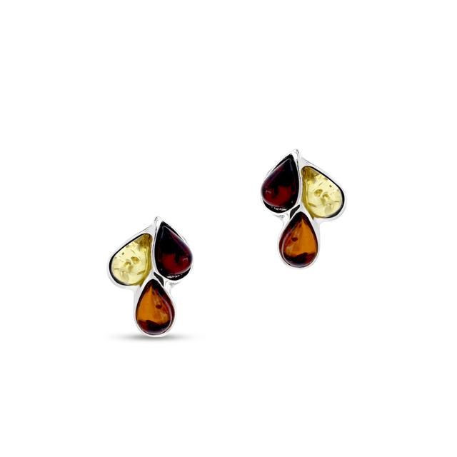 Kolczyki srebrne z bursztynami