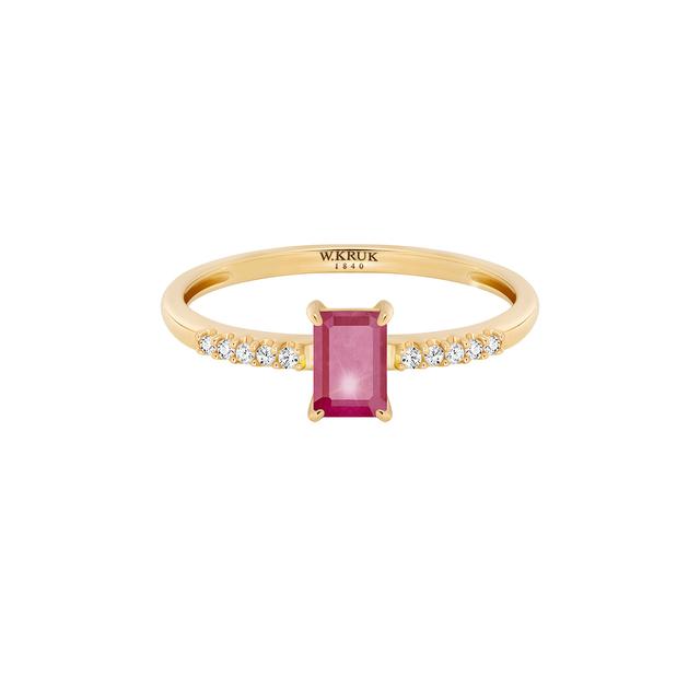 Pierścionek złoty z rubinem Trio